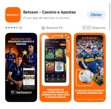 Captura de tela do app da Betsson para iOS.