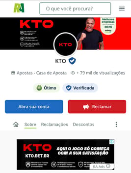 Captura de tela da página da KTO no Reclame Aqui.