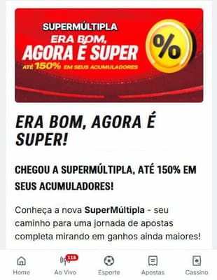 Captura da tela da SuperMúltipla, promoção do site de apostas no Campeonato Mineiro Superbet.