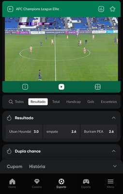 Captura de tela mostra o streaming ao vivo no Betboom App.