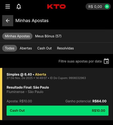 Captura de tela da função cash out KTO
