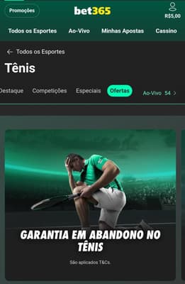 Captura de tela da função Garantia em Abandono nas apostas de tênis na bet365