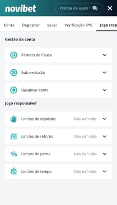 Ferramentas de Jogo Responsável na Novibet