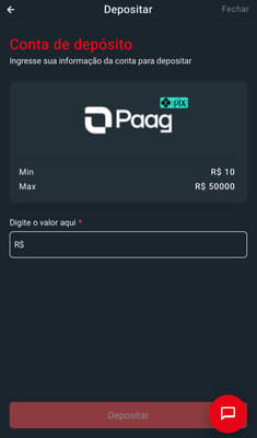 Captura de tela de depósito com Pix na Bravo Bet.