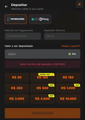 Captura da tela de pagamentos via Pix na Esportiva Bet.