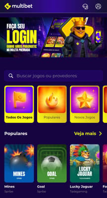 Captura da tela de início da bet autorizada Multibet.