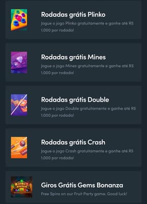 Captura de tela de jogos de cassino com rodadas grátis Blaze.
