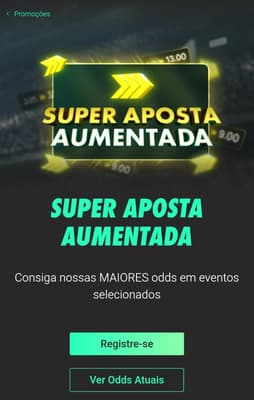 Captura de tela da página de promoções na bet365 com a Super Aposta Aumentada