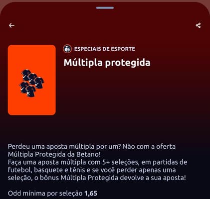 Captura da tela da Múltipla Protegida da Betano na Copa do Mundo 2026.