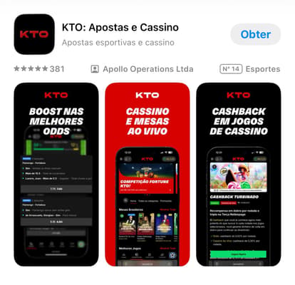 Captura de tela do app da KTO para iOS.