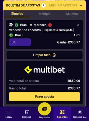 Captura de tela de uma aposta esportiva na Multibet.