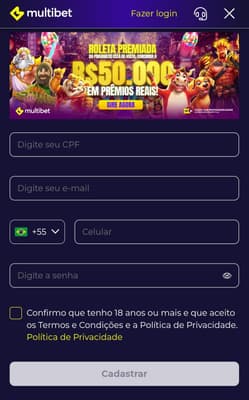 Captura de tela do formulário de cadastro na Multibet.