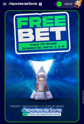 Captura de tela da promoção que dá freebets em apostas esportivas na Esportes da Sorte.