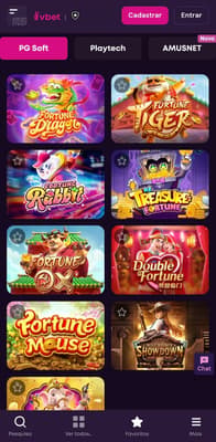 Captura de tela dos slots da PG Soft disponíveis no site oficial da Vbet.