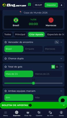 Captura de tela da função Criar Aposta na BR4BET.