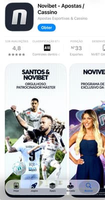 Captura de tela do aplicativo da Novibet na App Store.