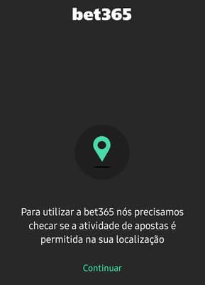 Captura de tela do aviso de localização da bet365.