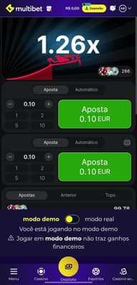 Captura de tela jogando Aviator na Multibet na versão demonstrativa.