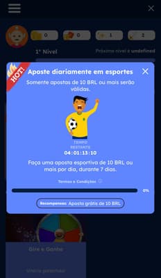 Captura de tela do painal de missões na plataforma de 5 reais Oleybet.