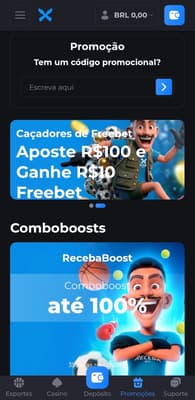 Captura de tela da Receba, uma plataforma nova no Brasil com cashback, aposta grátis e aumento nas apostas múltiplas.