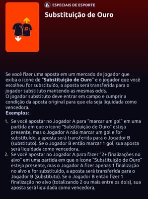Captura de tela da promoção Substituição de Ouro na Betano.