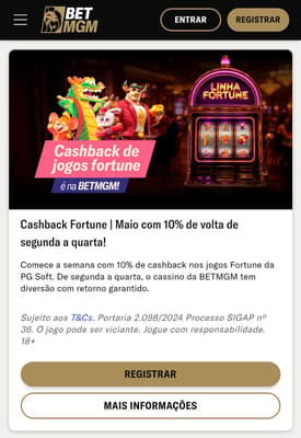 Captura de tela do bônus da BetMGM Jogos Fortune.