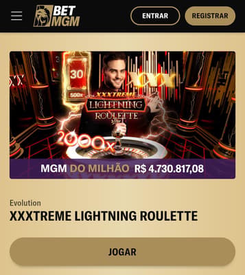 Captura de tela do XXXtreme Lightning Roulette na BetMGM.