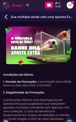 Captura de tela da oferta de aposta protegida nas múltiplas na Vbet.
