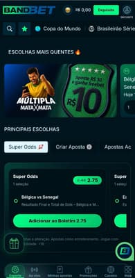 Captura de tela da página inicial da BandBet, uma das bets legalizadas no Brasil.