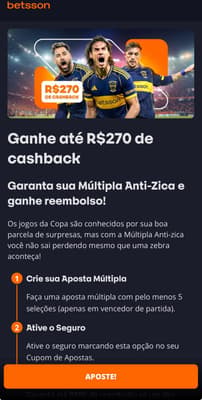 Captura de tela da promoção Múltipla Anti-Zica na plataforma com bônus Betsson.