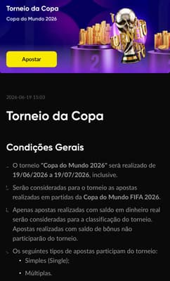 Captura de tela da promoção Torneio da Copa na BetBoom.