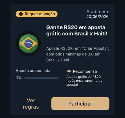 Captura de tela da campanha de freebet da EstrelaBet ao longo da Copa do Mundo.
