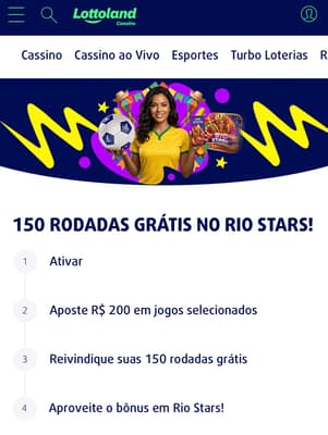 Captura de tela da promoção de rodadas grátis na Lottoland.