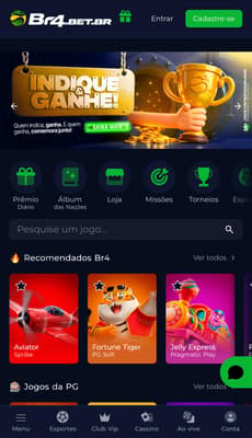 Captura da tela inicial da BR4BET, uma das melhores casas de apostas do Brasil.