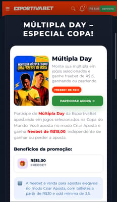 Captura de tela da "Múltipla Day" da Esportiva Bet.