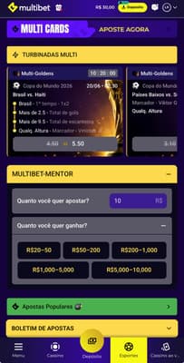 Captura de tela da Multibet, uma das melhores casas de apostas do País.