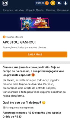Captura de tela da promoção "Apostou, Ganhou!" na Rivalo.