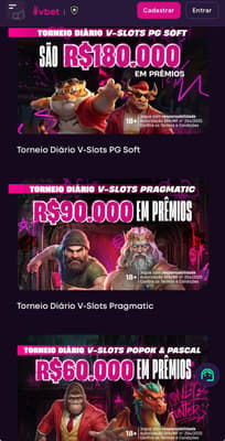Captura da tela de torneios diários de cassino na Vbet.