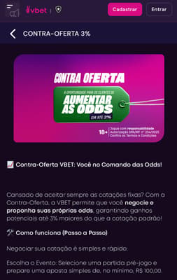 Captura de tela da Contra Oferta na Vbet.