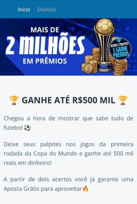 Captura de tela do Bolão da Sportingbet disponível para o Mundial de Seleções de 2026.