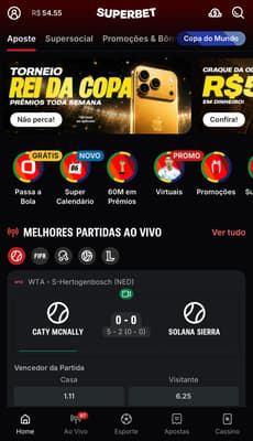 Captura da tela inicial da plataforma que mais paga Superbet.