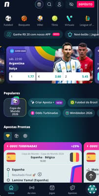 Captura de tela da página inicial de apostas esportivas na Novibet.