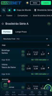 Captura de tela da página do Brasileirão de 2026 na BandBet com o recurso de Pagamento Antecipado.