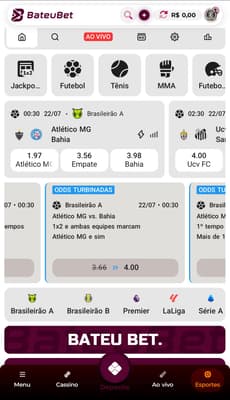 Captura de tela exibe as Odds Turbinadas na Bateubet.