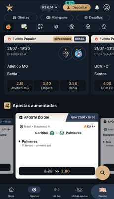 Captura da tela de Apostas Aumentadas na Estrela Bet, um dos melhores sites de apostas do Brasil.