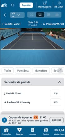 Streaming ao vivo na Sportingbet em partida de tênis no ATP Challenger de St. Brieuc