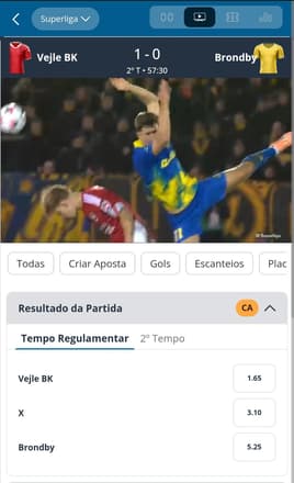 Captura de tela da transmissão ao vivo da Sportingbet