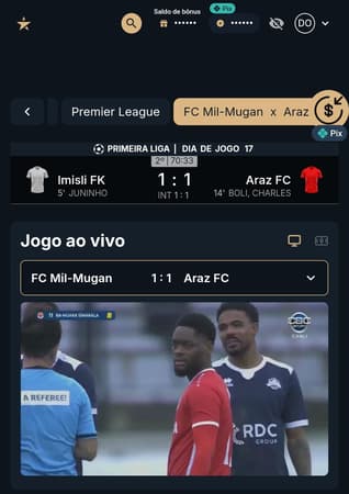 Captura de tela do recurso de transmissão ao vivo no aplicativo Estrela Bet.