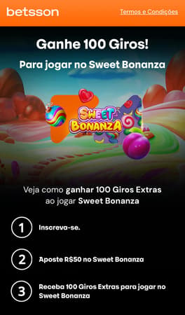Captura da tela de promoção com giros grátis na Betsson.