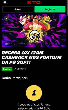 Captura da tela de cashback da KTO.